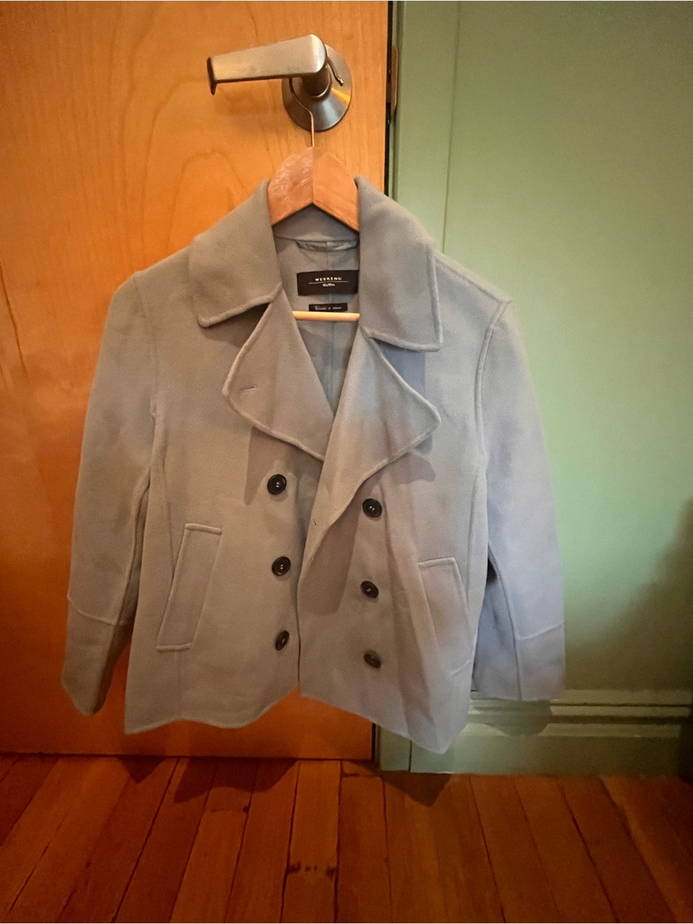 Weekend Max Mara Powder Blue Double-Breasted Pea Coat